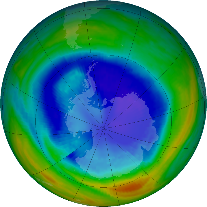 Antarctic ozone map for 04 September 1992